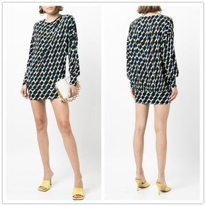 Nwt DIANE VON FURSTENBERG Reese gathered printed jersey Tunic‎ dress M